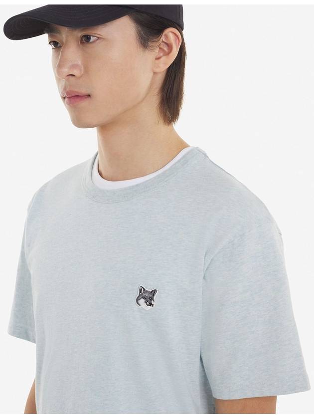 Grey Fox Head Patch Classic Short Sleeve T-Shirt Light Blue - MAISON KITSUNE - BALAAN 6