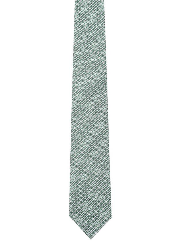 Woven Print Silk Tie Green - SALVATORE FERRAGAMO - BALAAN 2