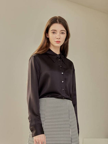 Harper Glossy Collar Blouse Black - ARIFF - BALAAN 1