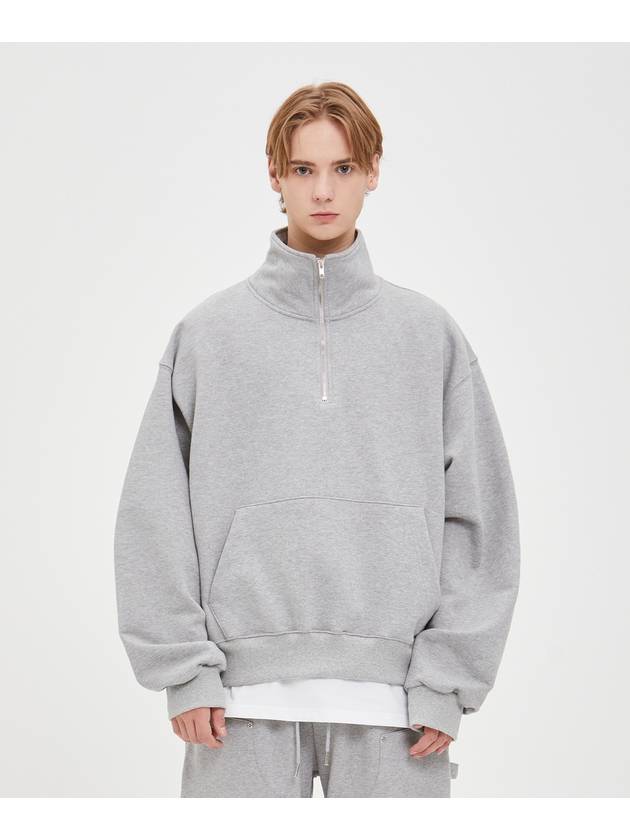 Half Zip-Up Sweatshirt Grey - MOO - BALAAN 2