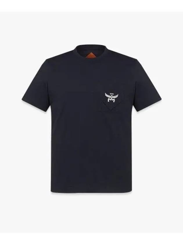 Essential Embroidered Logo Short Sleeve T-Shirt Navy - MCM - BALAAN 2