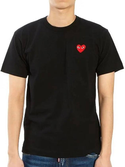 Play Red Heart Waffen Short Sleeve T-Shirt Black P1 T108 1 - COMME DES GARCONS PLAY - BALAAN 2