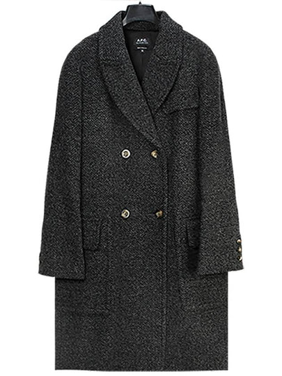 GIina Herringbone Wool Double Coat Dark Grey - A.P.C. - BALAAN 2