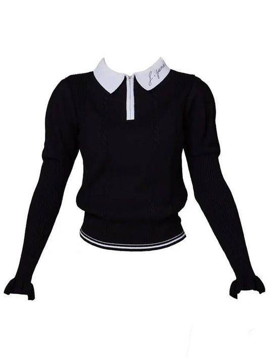 Golf Wear Puff Sleeve Collar Knit Black - J JANE - BALAAN 2