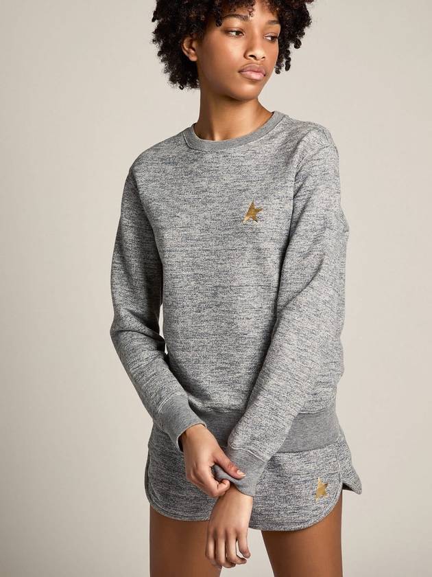 Women's Gold Star Athena Sweatshirt Melange Grey - GOLDEN GOOSE - BALAAN 3