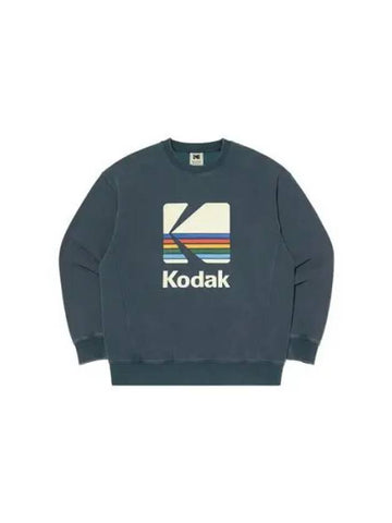 KODAK Apparel Rainbow Semi overfit Snow Washing Brushed Sweatshirt NAVY - KODO - BALAAN 1