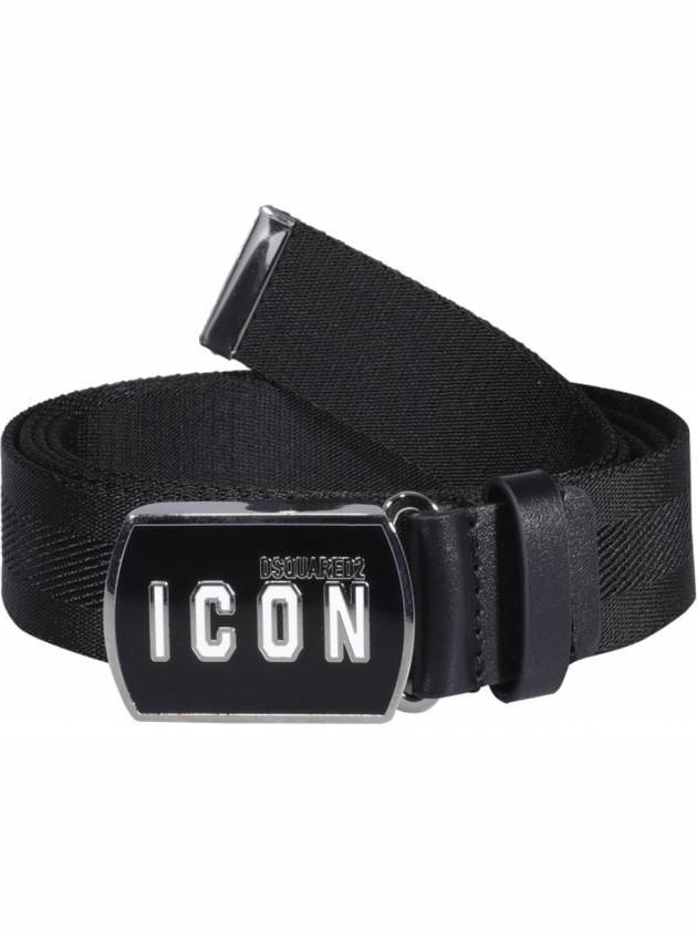 Icon Plaque Other Fabric Belt Black - DSQUARED2 - BALAAN 1