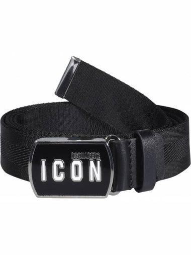 Icon Plaque Other Fabric Belt Black - DSQUARED2 - BALAAN 1