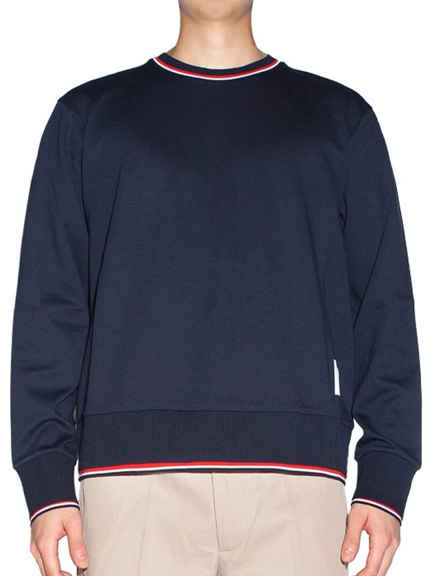 Logo Tab RWB Stripe Trimming Knit Top Navy - THOM BROWNE - BALAAN 2