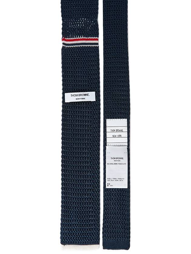 Hector Pointel Knit Silk Tie Navy - THOM BROWNE - BALAAN 3