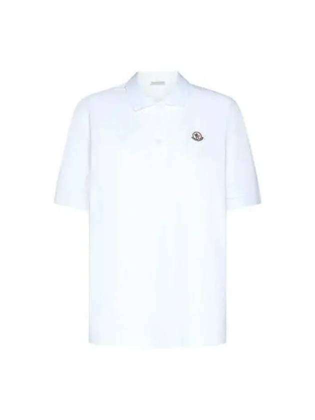 t shirt women logo patch polo short sleeve white - MONCLER - BALAAN 1