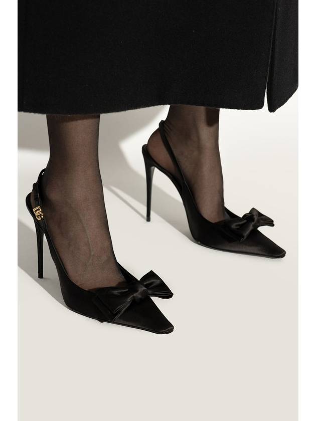 Bow Detail Satin Slingback Heel Black - DOLCE&GABBANA - BALAAN 3