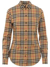 Button Down Collar Vintage Check Stretch Cotton Long Sleeve Shirt Beige - BURBERRY - BALAAN 1