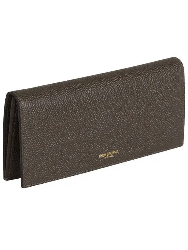 Men's Logo Pebble Grain Leather Long Wallet Brown - THOM BROWNE - BALAAN 4