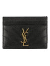 Gold Hardware Matelasse Caviar Leather Card Wallet Black - SAINT LAURENT - BALAAN 2