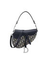 Mini Saddle Bag Strap Blue Oblique Jacquard and Smooth Calfskin M0456VDDS M928 - DIOR - BALAAN 1