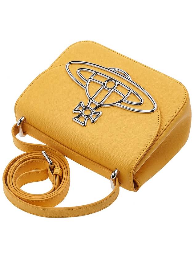 Linda Logo Plaque Saffiano Leather Cross Bag Yellow - VIVIENNE WESTWOOD - BALAAN 5