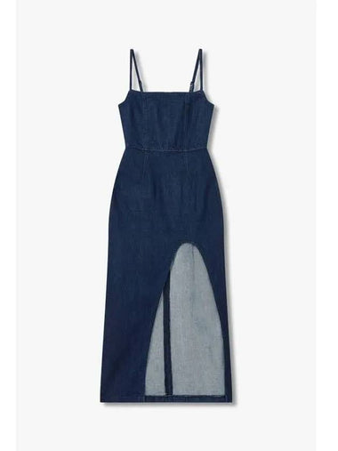 Wearing Wide Cut Out Denim Dress Grazia Midi Blue - REFORMATION - BALAAN 1