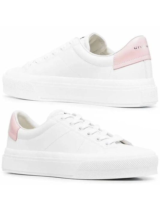 two-tone pink tab leather sneakers white - GIVENCHY - BALAAN.