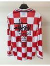 AU Australia Football Polo Long Sleeve T Shirt ST0M0476 White Red Check MENS S - STUSSY - BALAAN 4