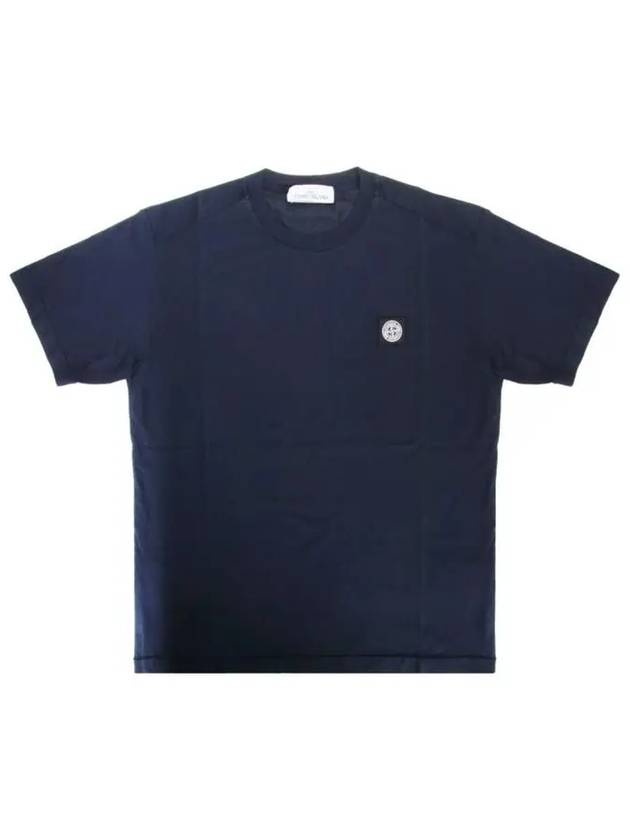 Logo Patch Short Sleeve T-Shirt Navy - STONE ISLAND - BALAAN 2