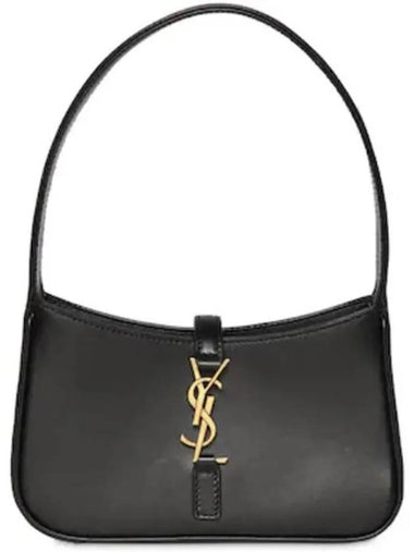 YSL gold color metal logo LE 5A7 mini leather hobo bag - SAINT LAURENT - BALAAN 1