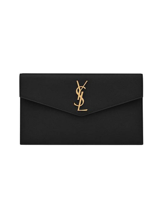 Uptown Envelope Monogram Leather Clutch Bag Black - SAINT LAURENT - BALAAN 1