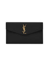 Uptown Grain de Poudre Embossed Leather Clutch Bag Black - SAINT LAURENT - BALAAN 1