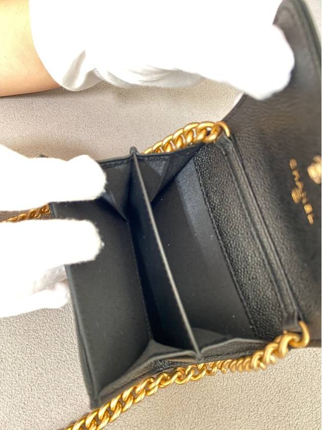 Boy Gold Logo Chain Caviar Card Wallet Black - CHANEL - BALAAN 10