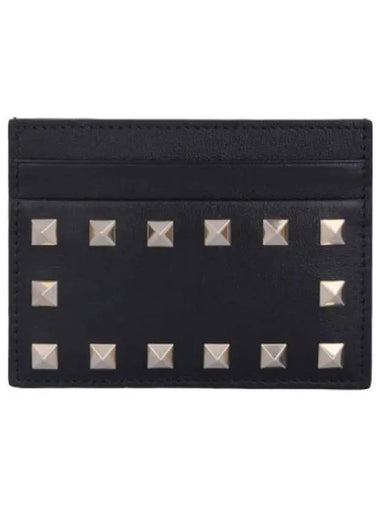 All Around Rockstud Card Holder Black - VALENTINO - BALAAN 1