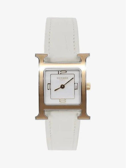 Heure H Small Model 25MM Watch Rose Gold White - HERMES - BALAAN 2