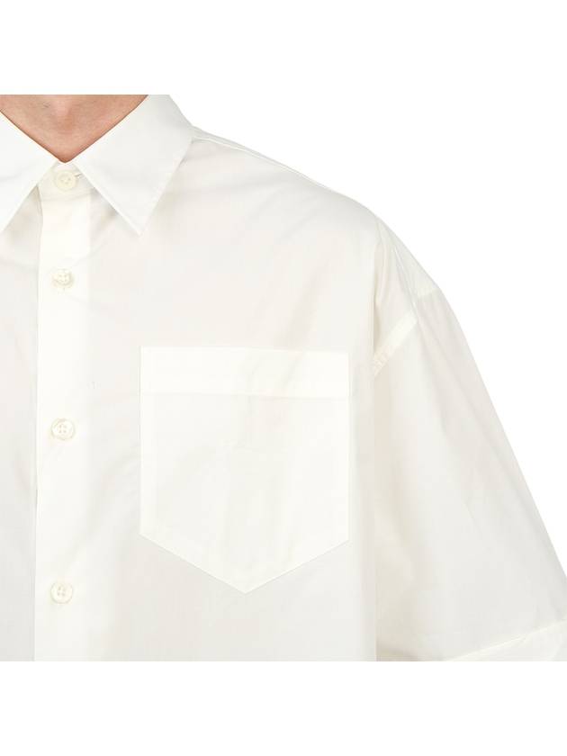 Men's Pocket Cotton Short Sleeve Shirt White - AMI - BALAAN 9