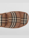 Check Quilted Cotton Leather Slippers Brown - BURBERRY - BALAAN 4