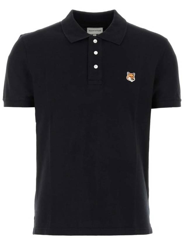 Fox Head Patch Cotton Polo Shirt Black - MAISON KITSUNE - BALAAN 2