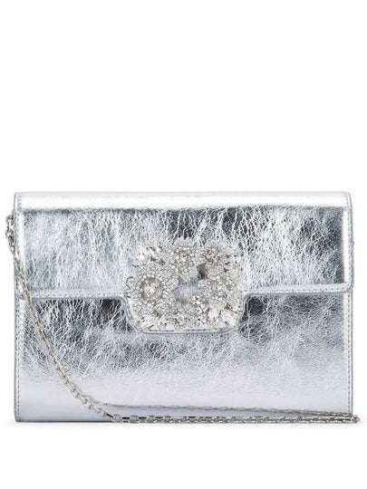 Efflorescence Mini Leather Clutch Bag Silver - ROGER VIVIER - BALAAN 2