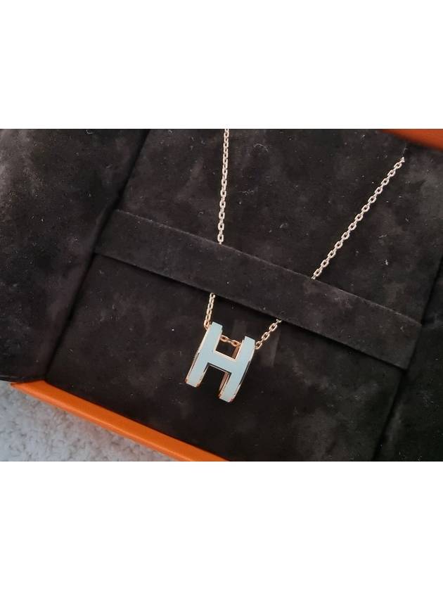 Mini Pop H Pendant Necklace Rose Gold Blue - HERMES - BALAAN 4