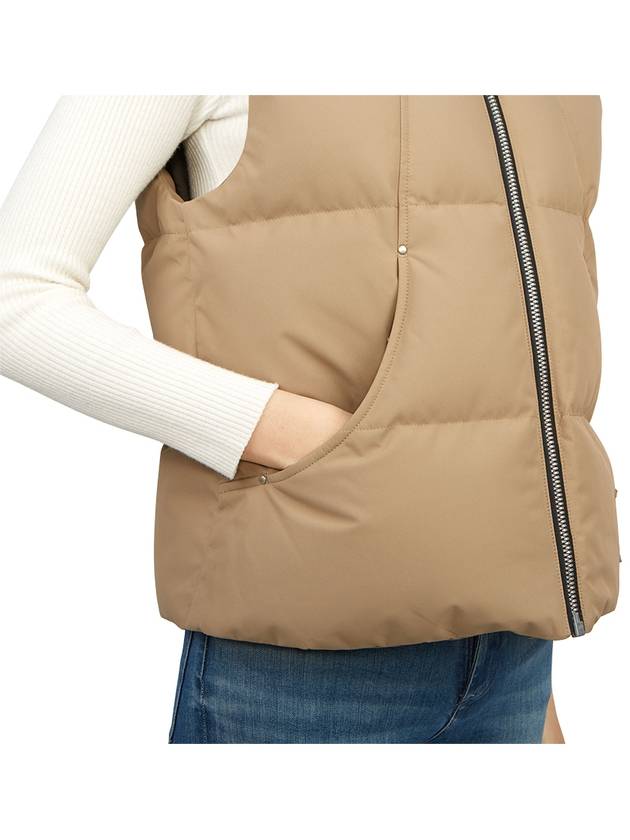 Women's Logo Patch Zipper Padded Vest Brown - MOOSE KNUCKLES - BALAAN 8