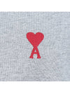 Chain Stitch Heart Logo Long Sleeve T-Shirt Heather Grey - AMI - BALAAN 7