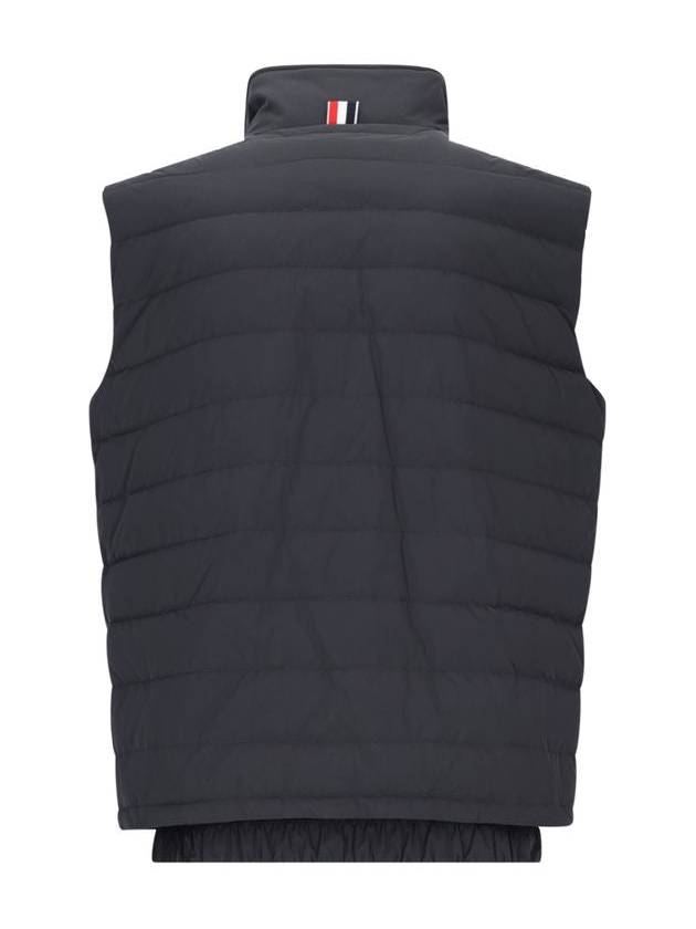 4 Bar Poly Twill Down Vest Charcoal - THOM BROWNE - BALAAN 4