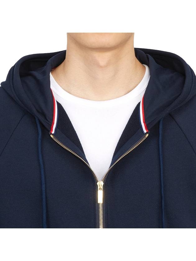 Engineered 4 Bar Diagonal Zip Up Hoodie Navy - THOM BROWNE - BALAAN 9