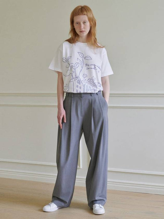 TWO TUCK WIDE PANTS GRAY wide pants balloon pants - GOCORI - BALAAN 1