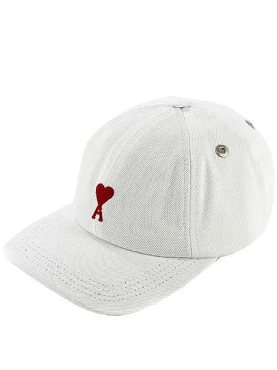 Embroidered Logo Denim Ball Cap White - AMI - BALAAN 2