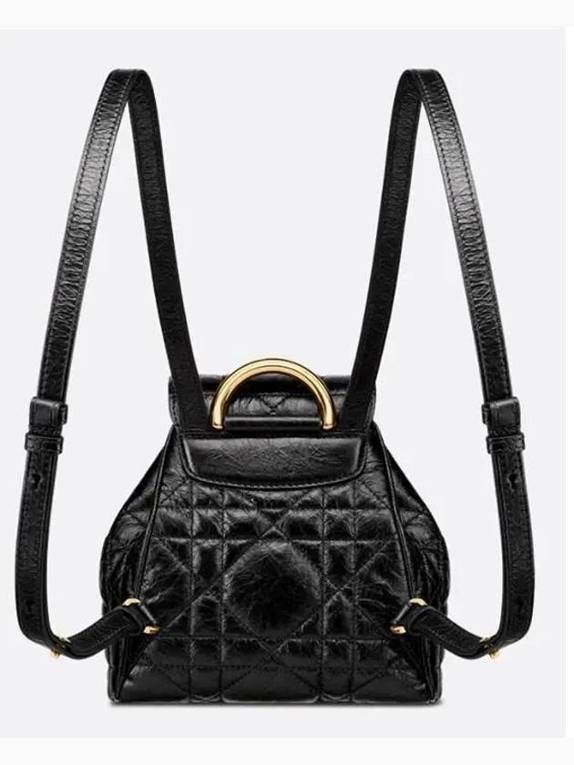 Caro Macrocannage Small Crinkle Calfskin Backpack Black - DIOR - BALAAN 3