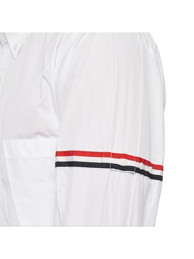 Men's Poplin Grosgrain Armband Classic Long Sleeve Shirt White - THOM BROWNE - BALAAN 7