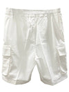 Logo Patch Pocket Banding Bermuda Shorts White - STONE ISLAND - BALAAN 3