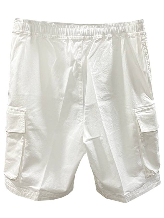 Logo Patch Pocket Banding Bermuda Shorts White - STONE ISLAND - BALAAN.