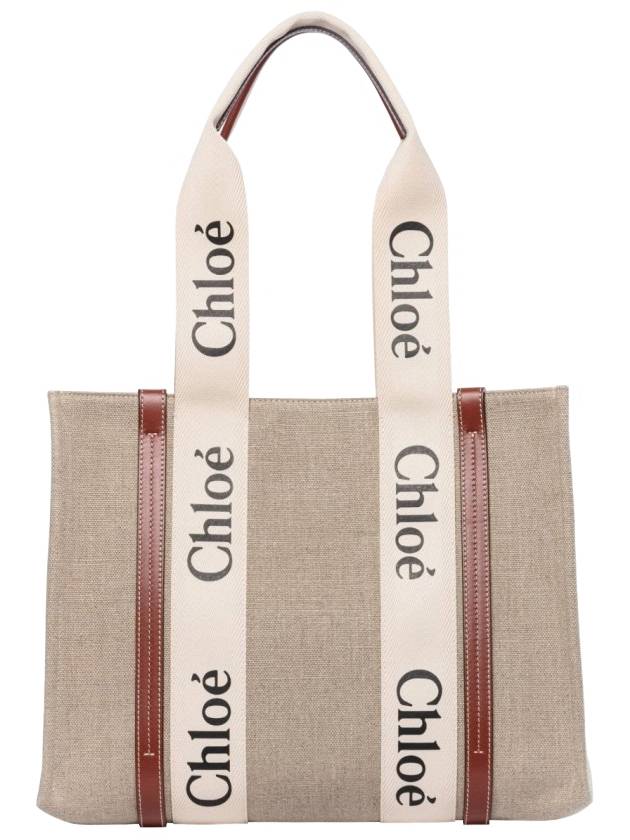 Woody Canvas Medium Tote Bag Brown - CHLOE - BALAAN 4