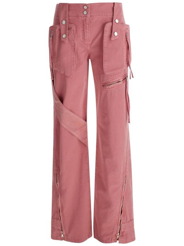 Pink Cargo Trousers With Satin Inserts In Cotton Woman - BLUMARINE - BALAAN 1