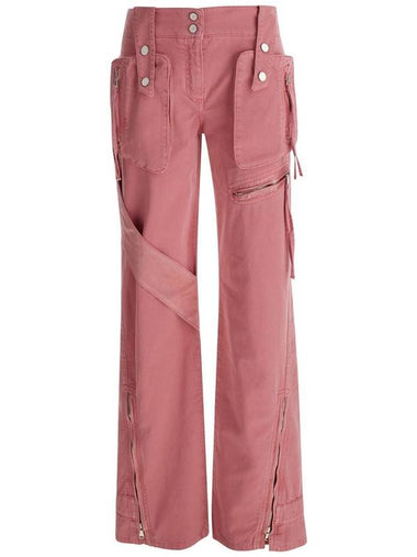 Pink Cargo Trousers With Satin Inserts In Cotton Woman - BLUMARINE - BALAAN 1