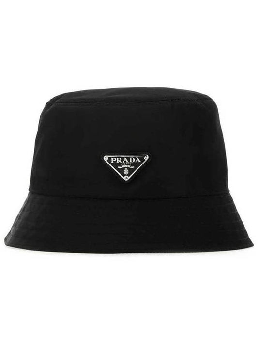 Re-Nylon Triangle Logo Bucket Hat Black - PRADA - BALAAN 1